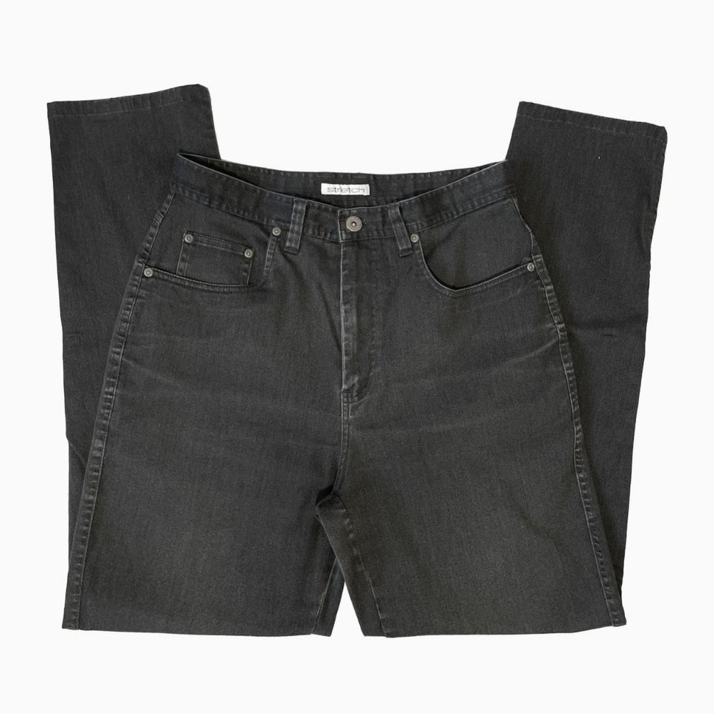 Vintage 90s High Waisted Stretchy Faded Black Jeans